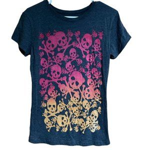 Women's Ombre Skull Print Tee Shirt